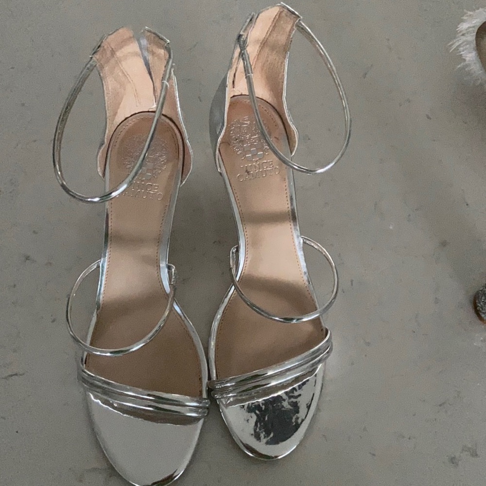 Vince Camuto silver metallic shoes
